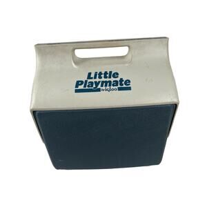 Vintage Navy Blue Little Playmate by Igloo Push Button Drink Picnic Cooler